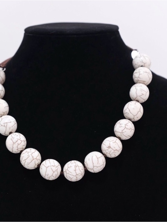 Jewelry - KGP Rare Howlite and Leather Statement Necklace -115grans  Boho Style